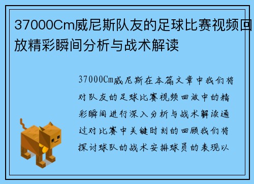 37000Cm威尼斯队友的足球比赛视频回放精彩瞬间分析与战术解读