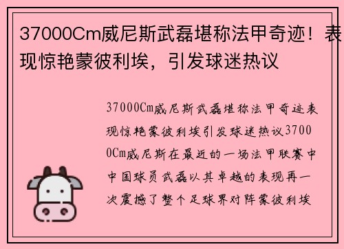 37000Cm威尼斯武磊堪称法甲奇迹！表现惊艳蒙彼利埃，引发球迷热议
